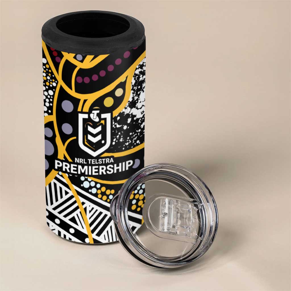 Brisbane Broncos 4 in 1 Can Cooler Tumbler Australian Aboriginal Dot Painting Handprint