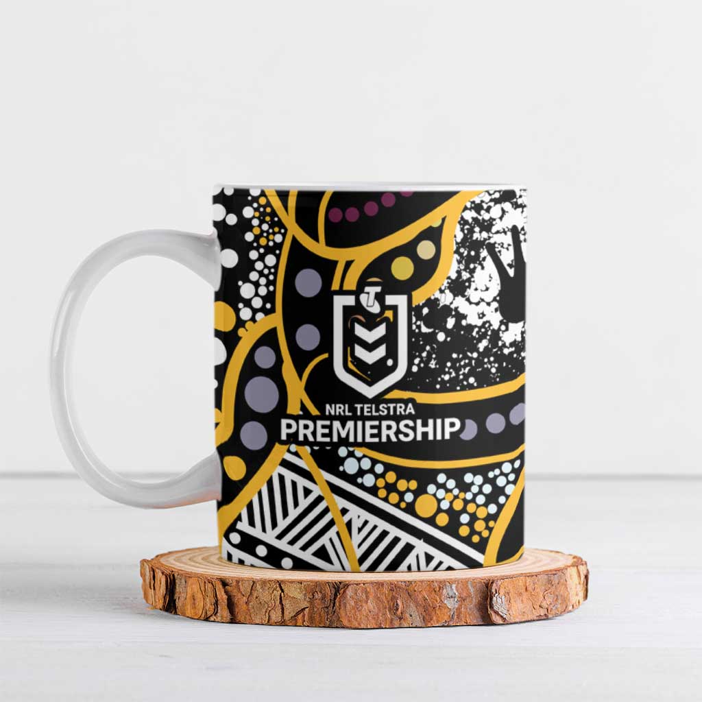 Brisbane Broncos Ceramic Mug Australian Aboriginal Dot Painting Handprint