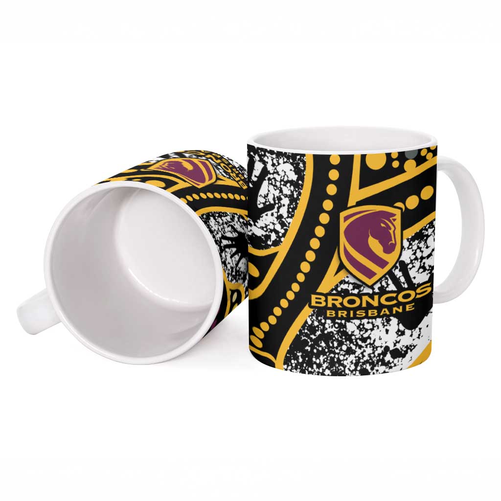Brisbane Broncos Ceramic Mug Australian Aboriginal Dot Painting Handprint