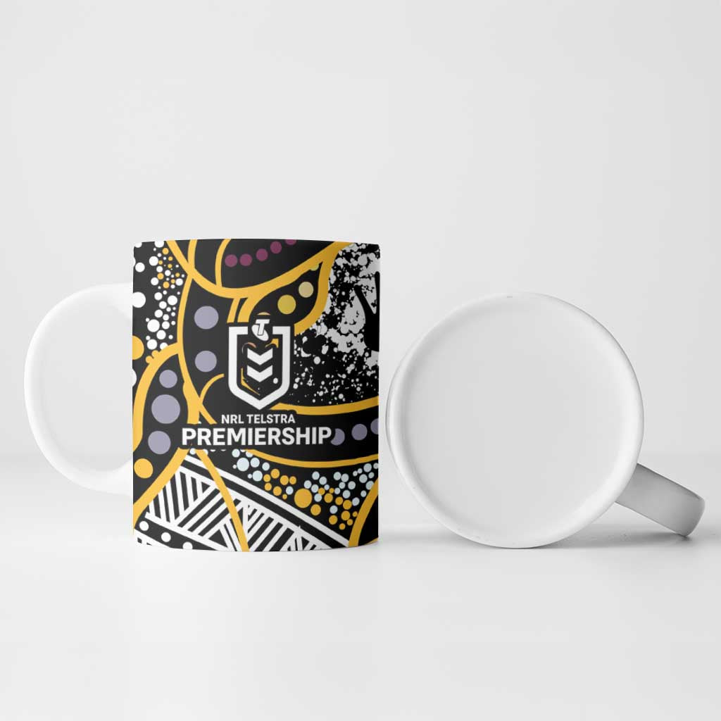 Brisbane Broncos Ceramic Mug Australian Aboriginal Dot Painting Handprint