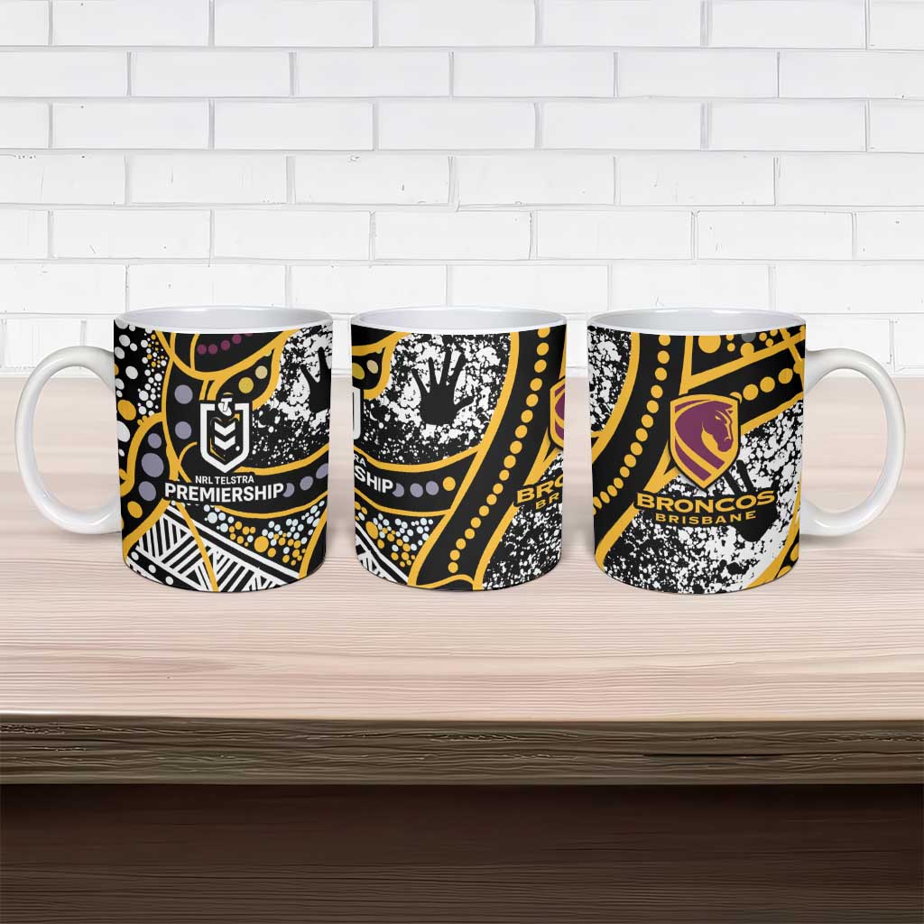Brisbane Broncos Ceramic Mug Australian Aboriginal Dot Painting Handprint