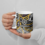 Brisbane Broncos Ceramic Mug Australian Aboriginal Dot Painting Handprint