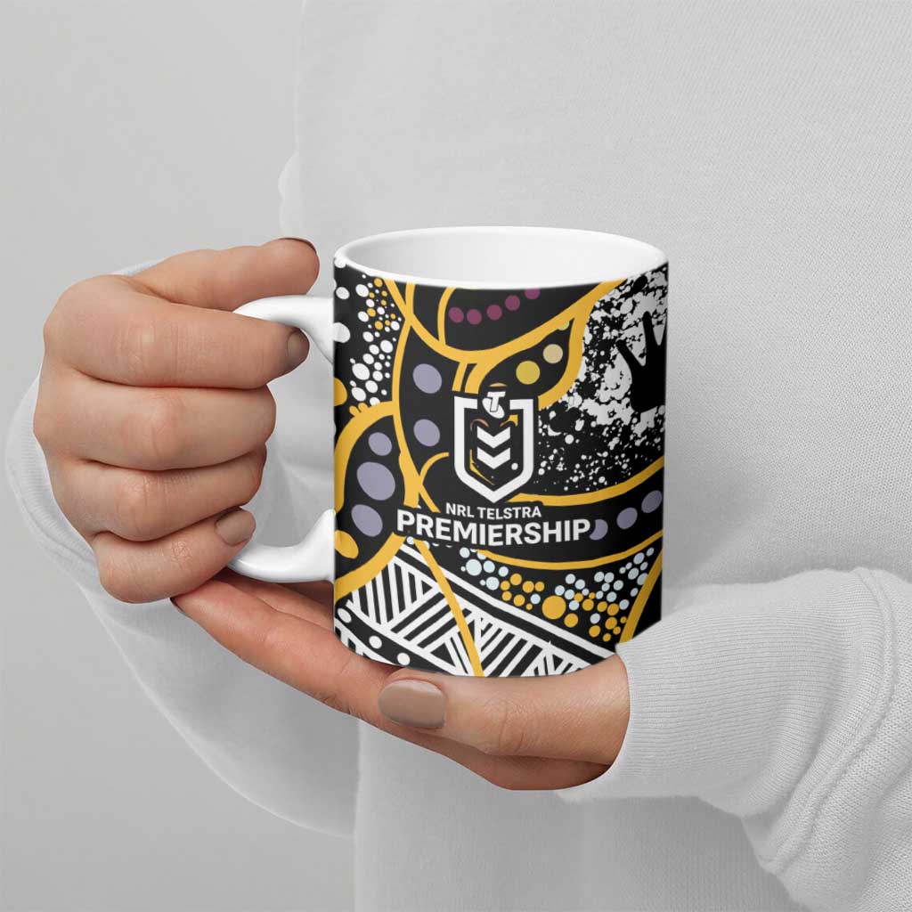 Brisbane Broncos Ceramic Mug Australian Aboriginal Dot Painting Handprint