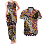 Brisbane Broncos Couples Matching Tank Maxi Dress and Hawaiian Shirt Australian Aboriginal Dot Painting Handprint