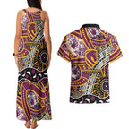Brisbane Broncos Couples Matching Tank Maxi Dress and Hawaiian Shirt Australian Aboriginal Dot Painting Handprint
