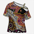Brisbane Broncos Cross Shoulder Shirt Australian Aboriginal Dot Painting Handprint
