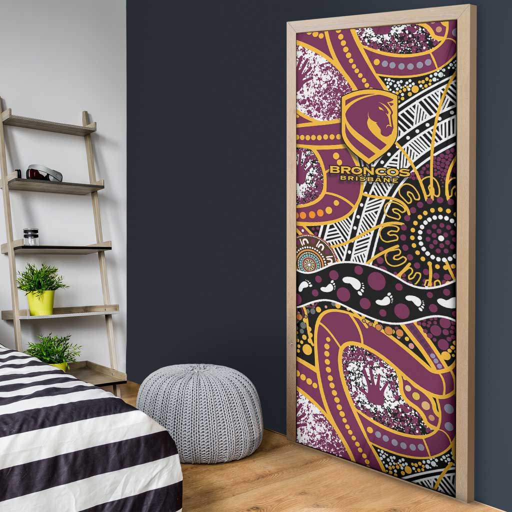 Brisbane Broncos Door Cover Australian Aboriginal Dot Painting Handprint