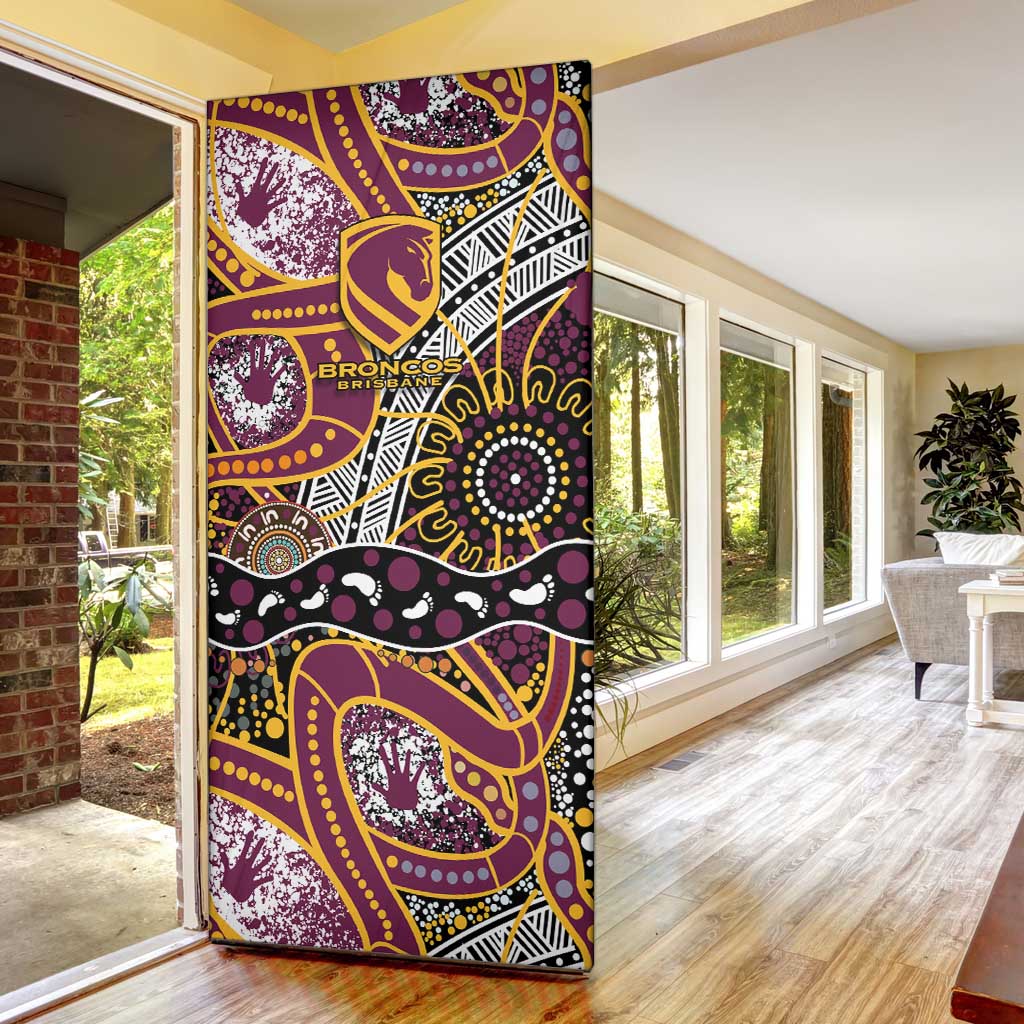 Brisbane Broncos Door Cover Australian Aboriginal Dot Painting Handprint