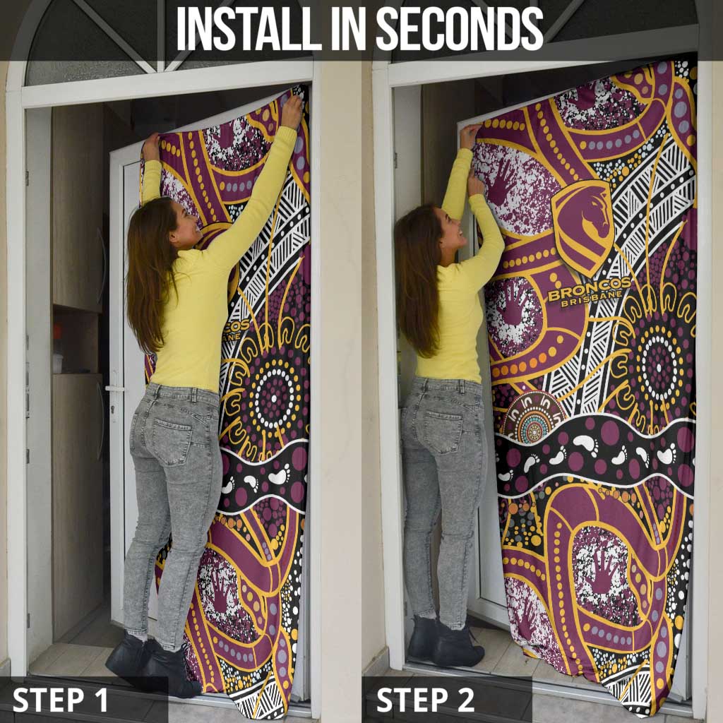 Brisbane Broncos Door Cover Australian Aboriginal Dot Painting Handprint