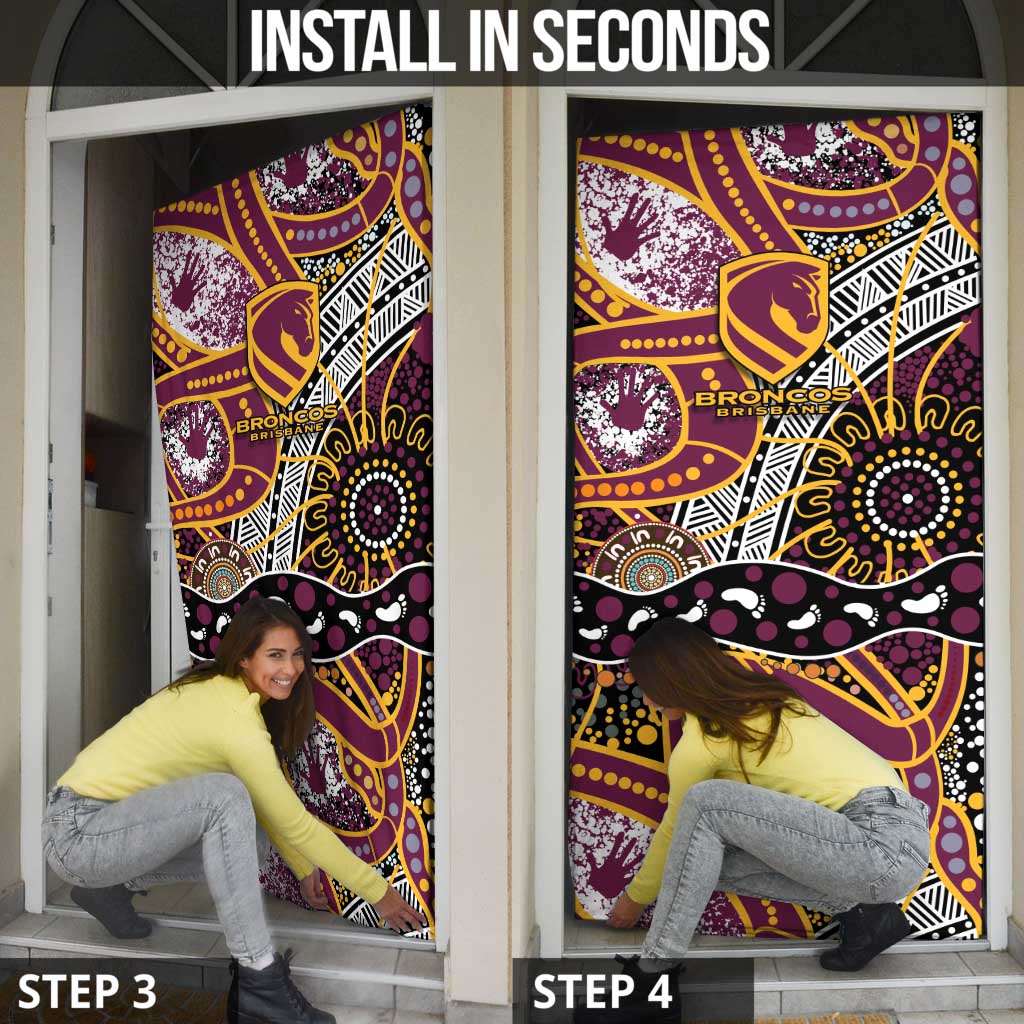 Brisbane Broncos Door Cover Australian Aboriginal Dot Painting Handprint