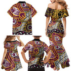 Brisbane Broncos Family Matching Mermaid Dress and Hawaiian Shirt Australian Aboriginal Dot Painting Handprint