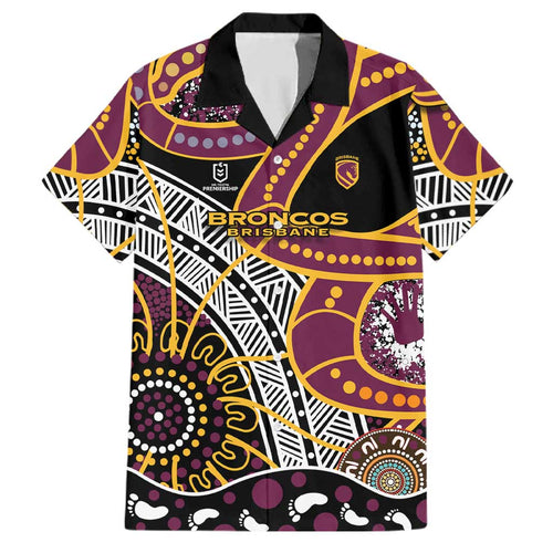 Brisbane Broncos Family Matching Mermaid Dress and Hawaiian Shirt Australian Aboriginal Dot Painting Handprint