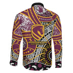 Brisbane Broncos Family Matching Mermaid Dress and Hawaiian Shirt Australian Aboriginal Dot Painting Handprint
