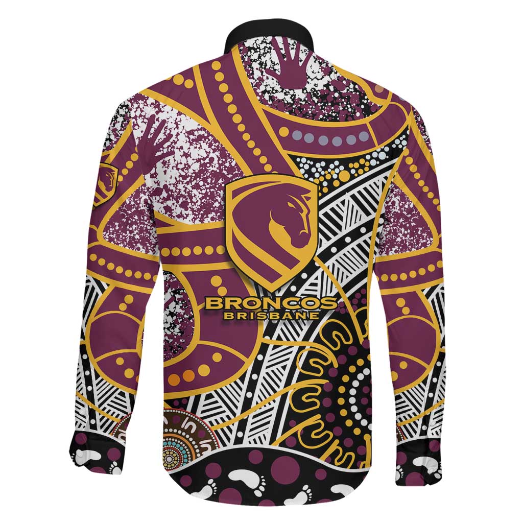 Brisbane Broncos Family Matching Off Shoulder Maxi Dress and Hawaiian Shirt Australian Aboriginal Dot Painting Handprint