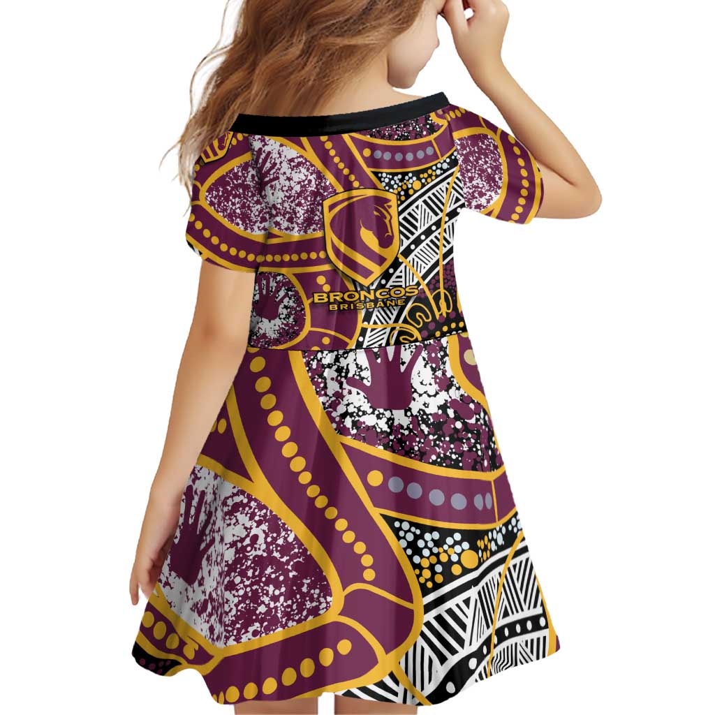 Brisbane Broncos Family Matching Puletasi and Hawaiian Shirt Australian Aboriginal Dot Painting Handprint
