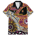 Brisbane Broncos Family Matching Puletasi and Hawaiian Shirt Australian Aboriginal Dot Painting Handprint