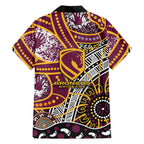 Brisbane Broncos Family Matching Short Sleeve Bodycon Dress and Hawaiian Shirt Australian Aboriginal Dot Painting Handprint
