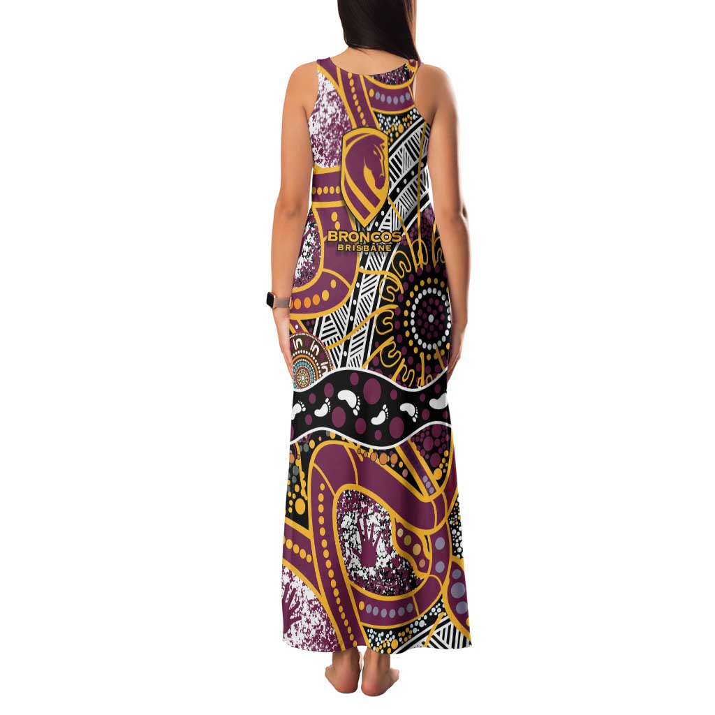 Brisbane Broncos Family Matching Tank Maxi Dress and Hawaiian Shirt Australian Aboriginal Dot Painting Handprint