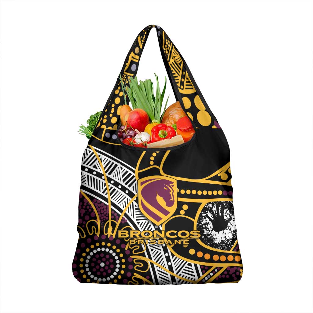 Brisbane Broncos Grocery Bag Australian Aboriginal Dot Painting Handprint