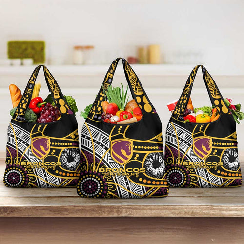 Brisbane Broncos Grocery Bag Australian Aboriginal Dot Painting Handprint