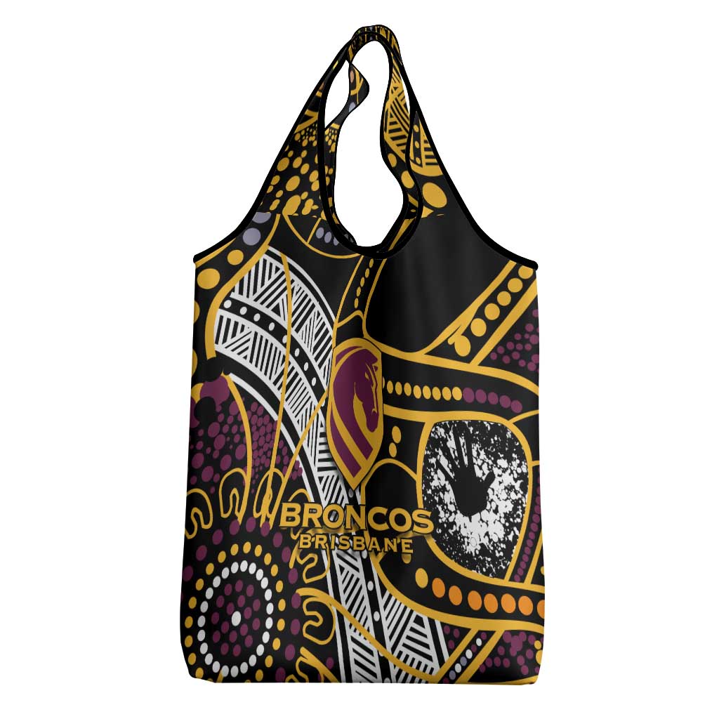 Brisbane Broncos Grocery Bag Australian Aboriginal Dot Painting Handprint