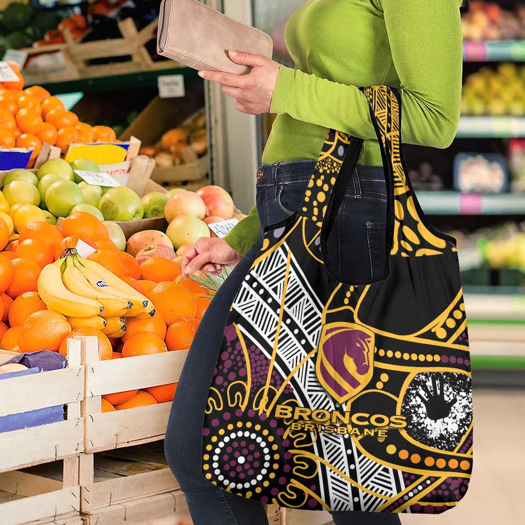 Brisbane Broncos Grocery Bag Australian Aboriginal Dot Painting Handprint