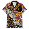 Brisbane Broncos Hawaiian Shirt Australian Aboriginal Dot Painting Handprint