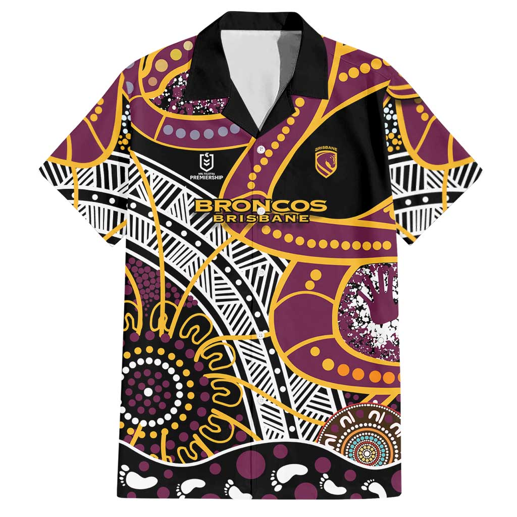 Brisbane Broncos Hawaiian Shirt Australian Aboriginal Dot Painting Handprint