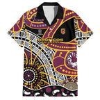 Brisbane Broncos Hawaiian Shirt Australian Aboriginal Dot Painting Handprint