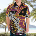 Brisbane Broncos Hawaiian Shirt Australian Aboriginal Dot Painting Handprint
