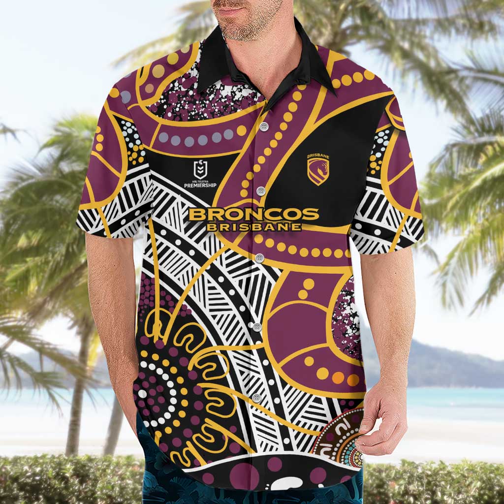 Brisbane Broncos Hawaiian Shirt Australian Aboriginal Dot Painting Handprint