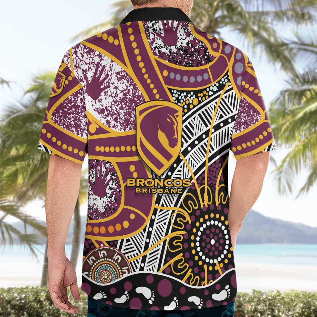 Brisbane Broncos Hawaiian Shirt Australian Aboriginal Dot Painting Handprint