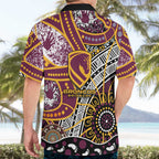 Brisbane Broncos Hawaiian Shirt Australian Aboriginal Dot Painting Handprint