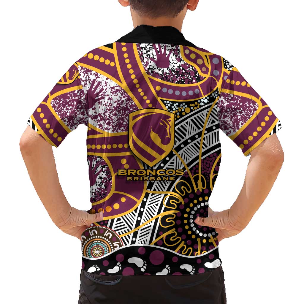 Brisbane Broncos Hawaiian Shirt Australian Aboriginal Dot Painting Handprint