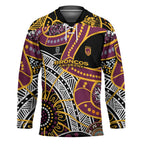 Brisbane Broncos Hockey Jersey Australian Aboriginal Dot Painting Handprint
