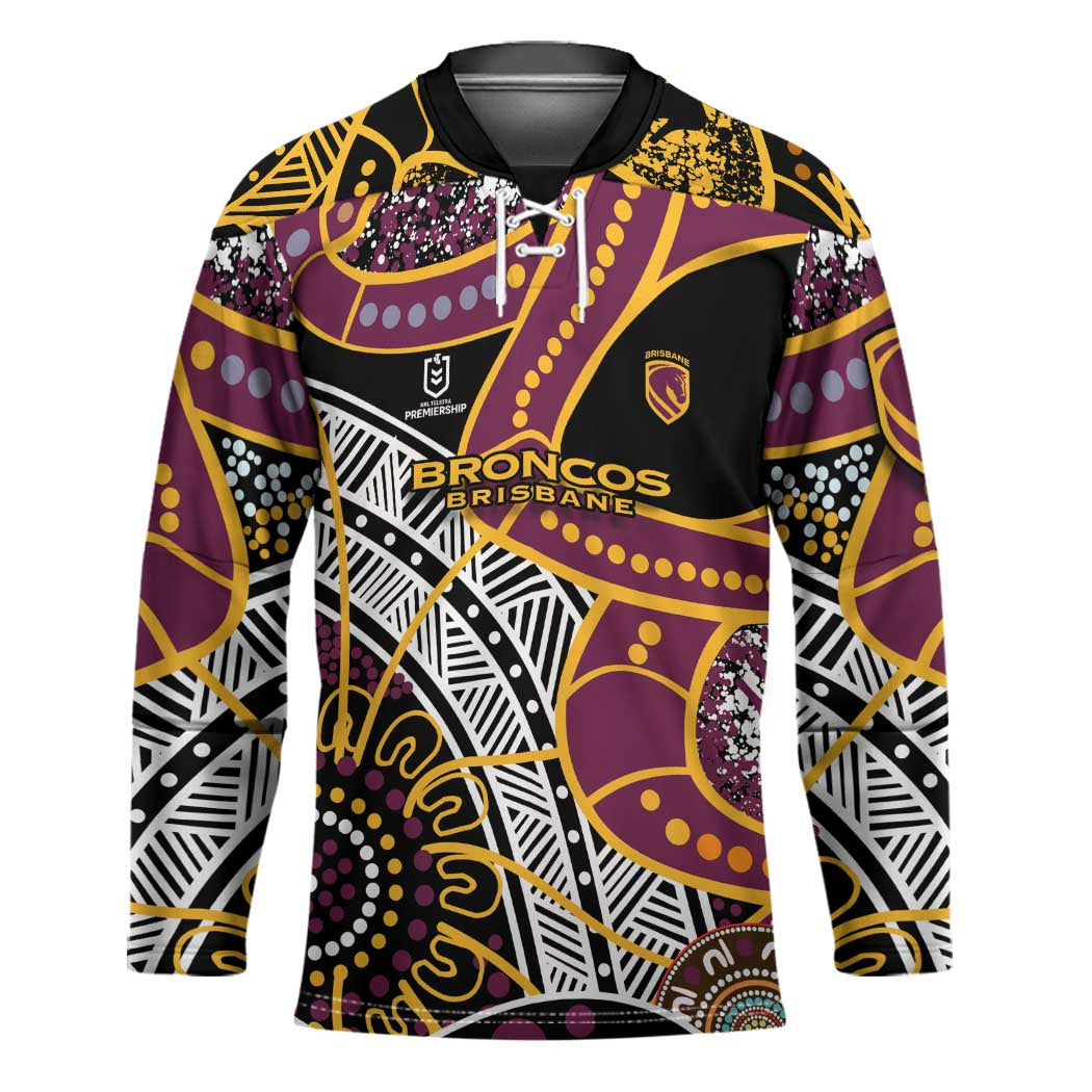 Brisbane Broncos Hockey Jersey Australian Aboriginal Dot Painting Handprint