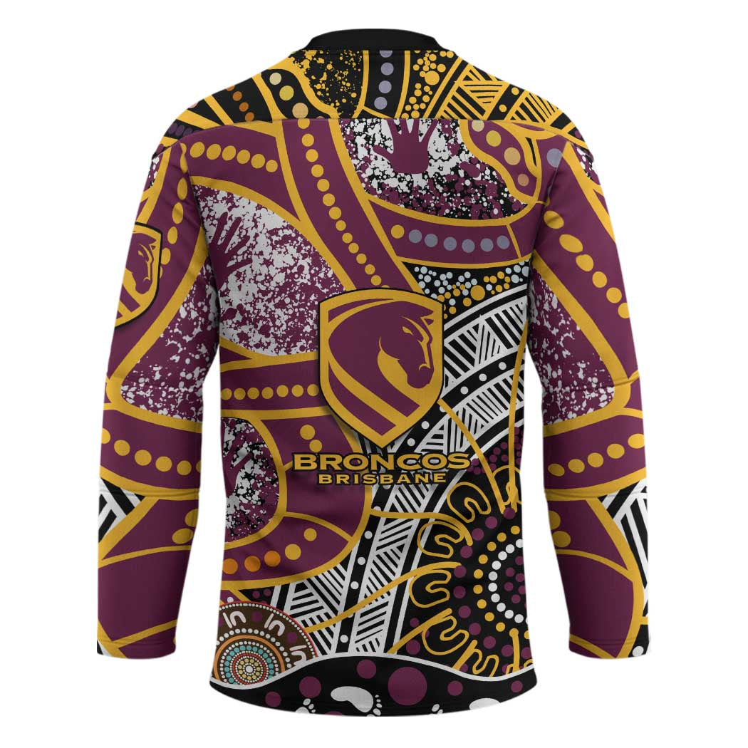 Brisbane Broncos Hockey Jersey Australian Aboriginal Dot Painting Handprint