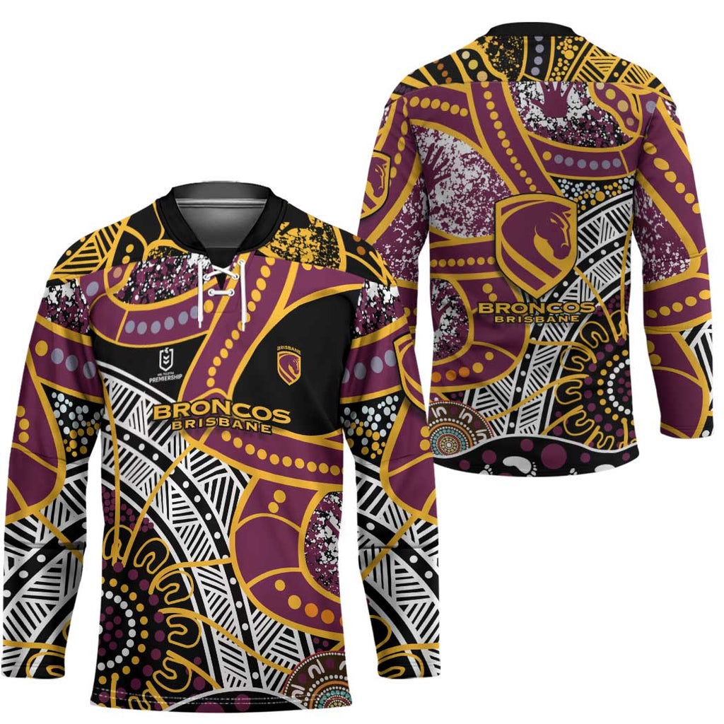 Brisbane Broncos Hockey Jersey Australian Aboriginal Dot Painting Handprint