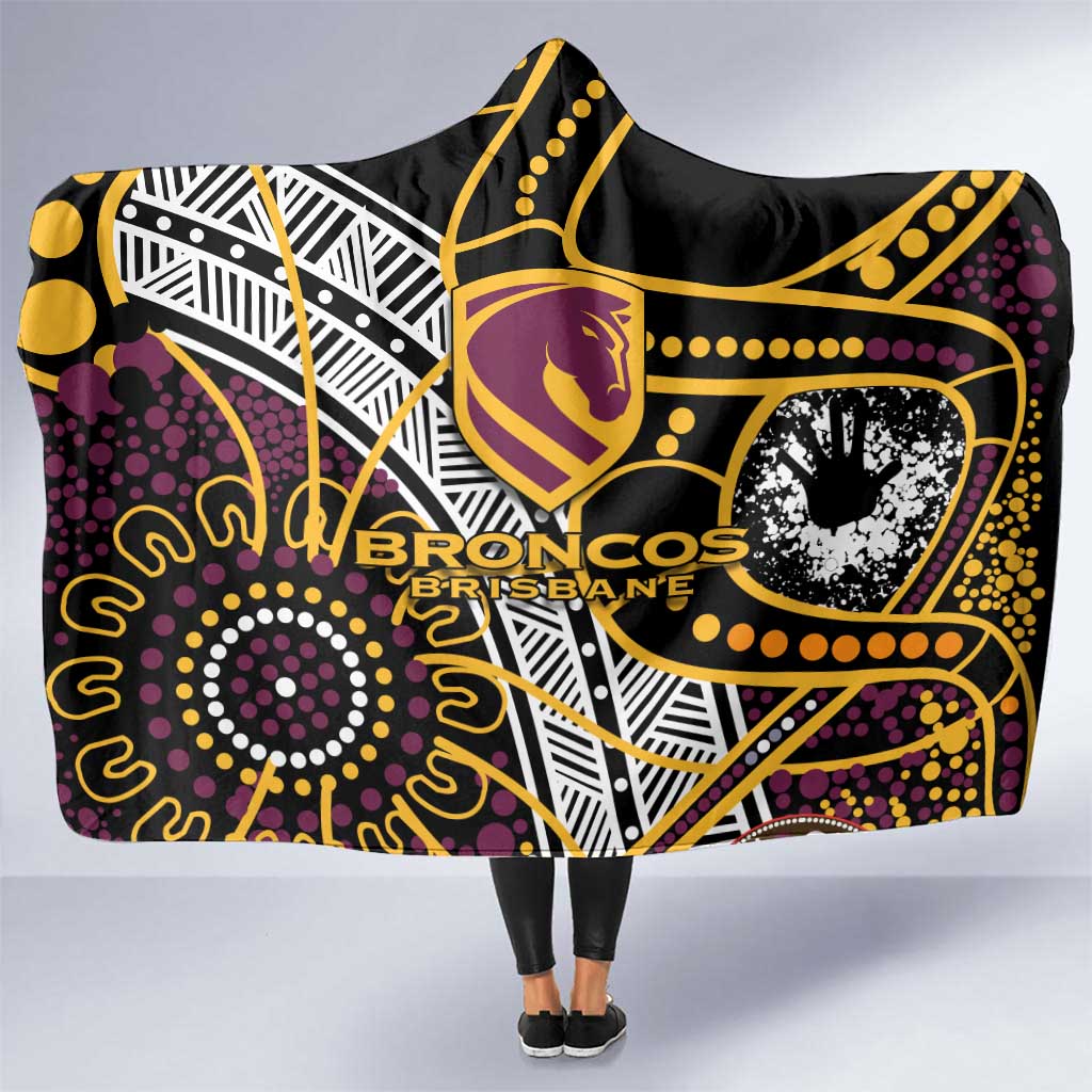 Brisbane Broncos Hooded Blanket Australian Aboriginal Dot Painting Handprint