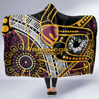 Brisbane Broncos Hooded Blanket Australian Aboriginal Dot Painting Handprint