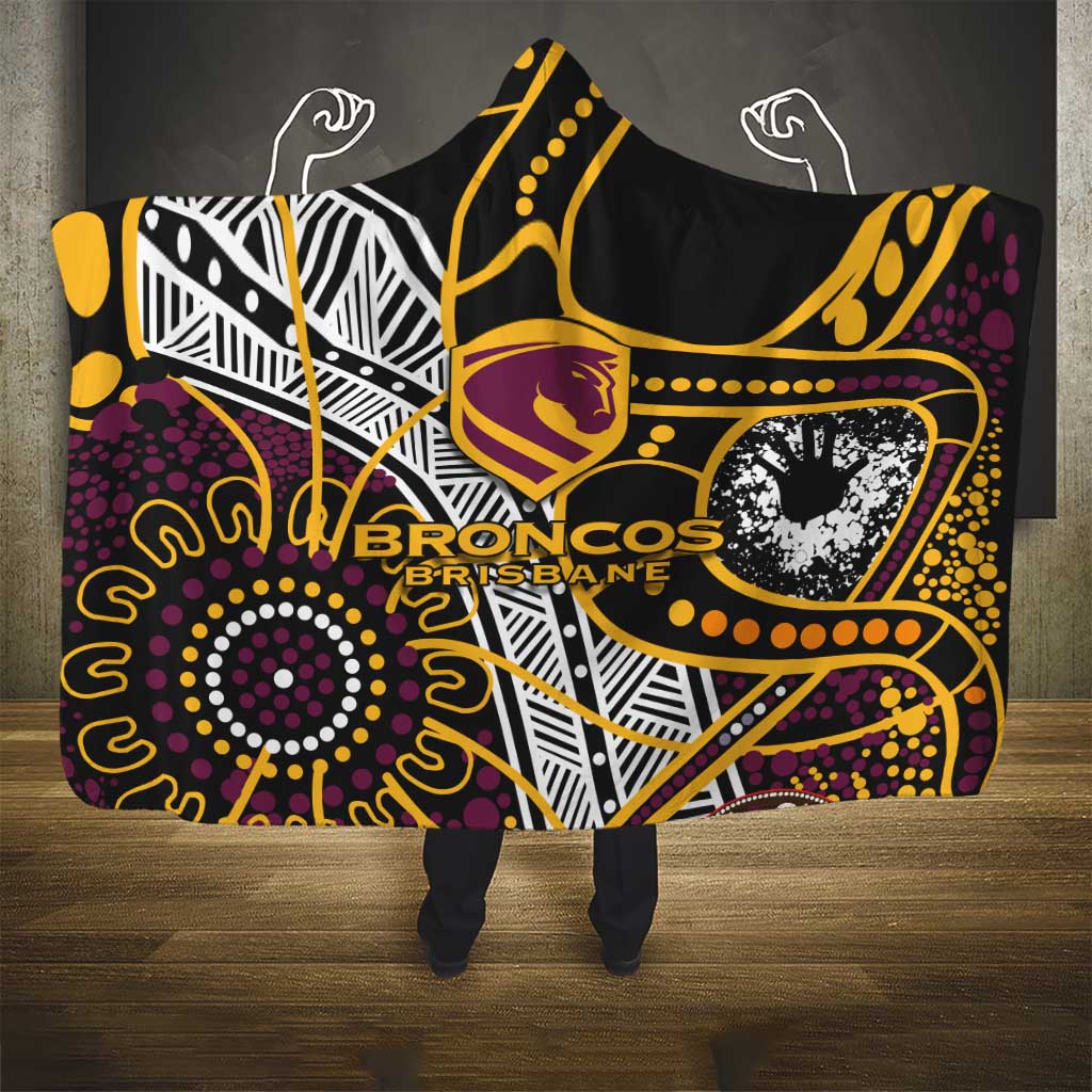 Brisbane Broncos Hooded Blanket Australian Aboriginal Dot Painting Handprint