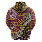 Brisbane Broncos Hoodie Australian Aboriginal Dot Painting Handprint