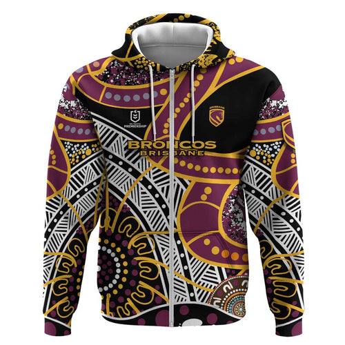Brisbane Broncos Hoodie Australian Aboriginal Dot Painting Handprint
