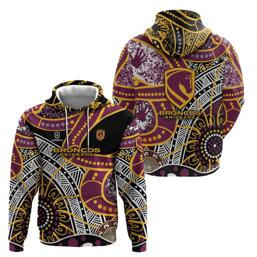 Brisbane Broncos Hoodie Australian Aboriginal Dot Painting Handprint