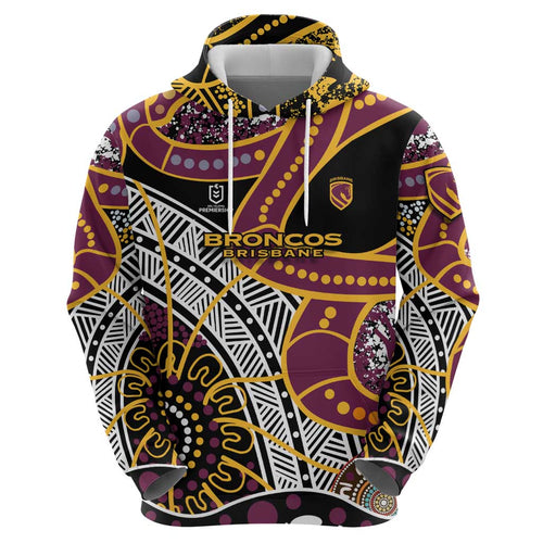 Brisbane Broncos Hoodie Australian Aboriginal Dot Painting Handprint