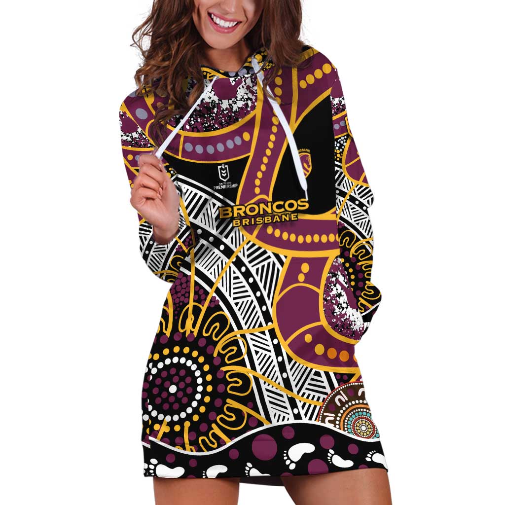 Brisbane Broncos Hoodie Dress Australian Aboriginal Dot Painting Handprint