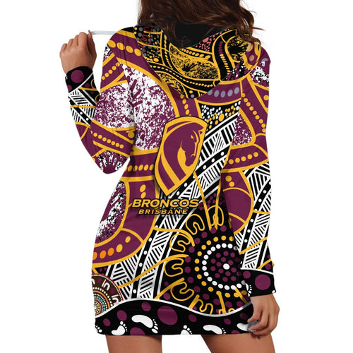 Brisbane Broncos Hoodie Dress Australian Aboriginal Dot Painting Handprint