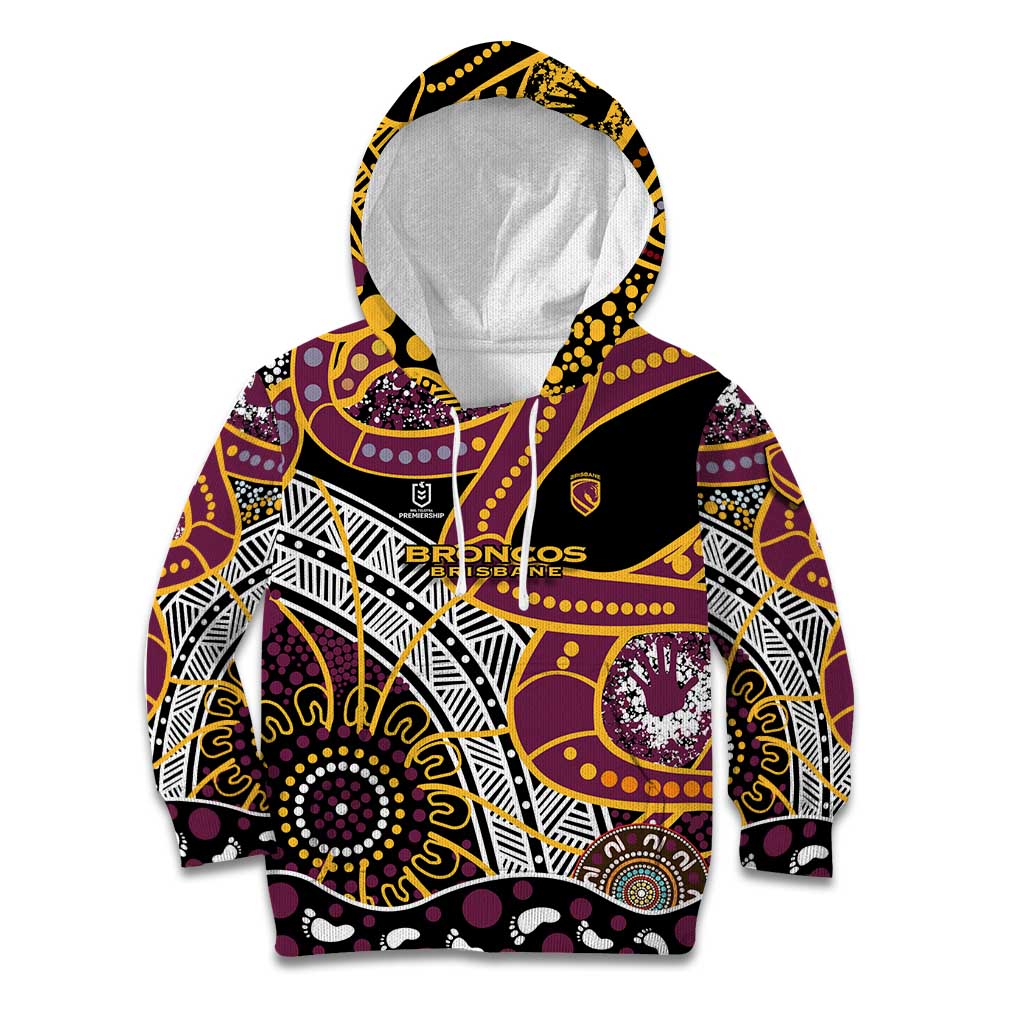 Brisbane Broncos Kid Hoodie Australian Aboriginal Dot Painting Handprint