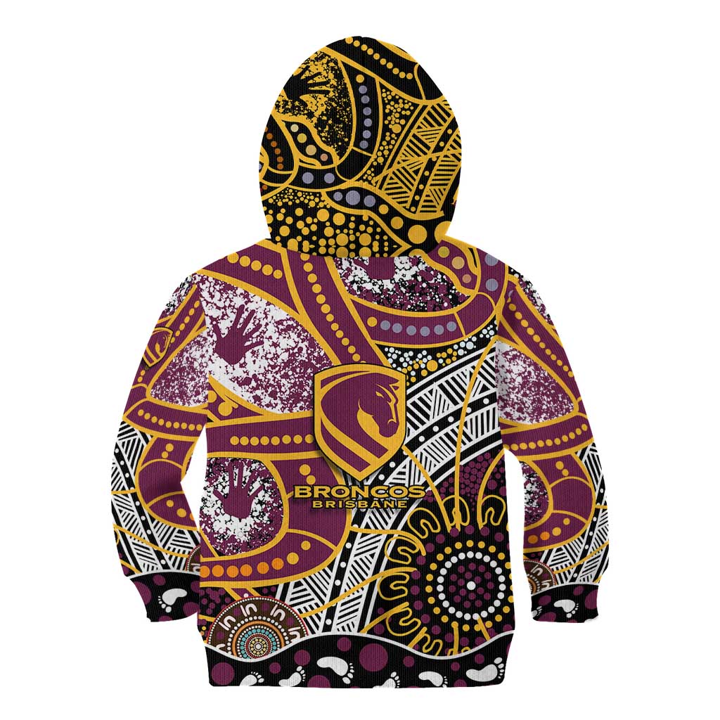 Brisbane Broncos Kid Hoodie Australian Aboriginal Dot Painting Handprint