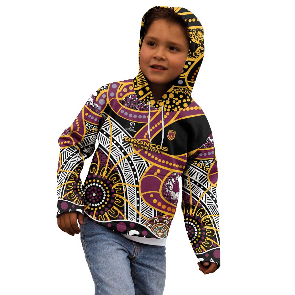 Brisbane Broncos Kid Hoodie Australian Aboriginal Dot Painting Handprint